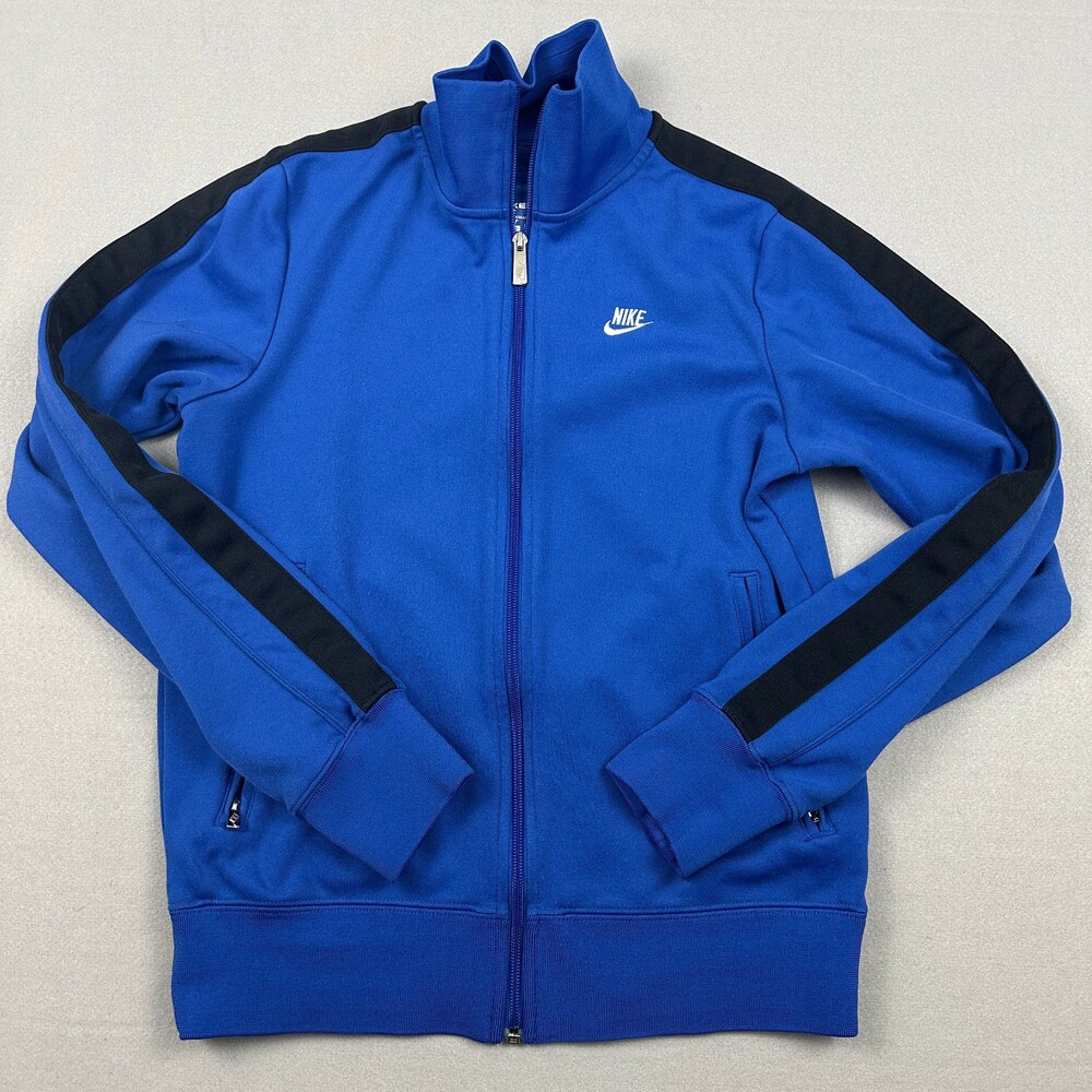 Nike Golf Sport Jacket Men Small Blue Black Solid Full Zip Logo Dri Fit S